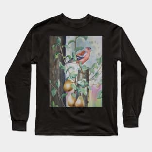 Chaffinch in a pear tree Long Sleeve T-Shirt